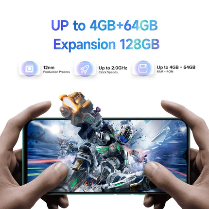 Ulefone Note 14 Cheap Mobile Phone without Contract, 64GB ROM 8GB RAM 128GB SD 6.52" Large Screen 4500mAh 13MP+5MP Camera Android 12 Smartphones 3 Slots/4G Mobile Phone Dual SIM/Face ID/GPS/OTG/Type-C - Green