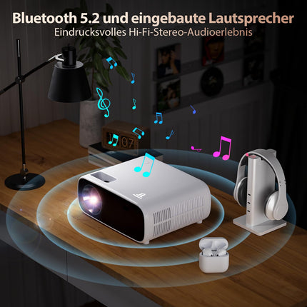 2025. aasta uus suure jõudlusega projektor, toetab Switchi ja PS5-te ilma viivituseta, projektor WiFi ja Bluetoothiga, 20 000 luumenit 4K tugi, Full HD 1080P eraldusvõime (kõrge heledusega versioon)
