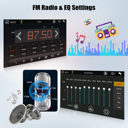 CAMECHO Double Din Radio with Wireless Carplay, 7 inch Touchscreen Android Auto Car Radio with Bluetooth FM Mirror Link Steering Wheel Control AUX EQ Sound YouTube + Rear View Camera