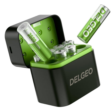 Rechargeable Lithium Batteries AA 8 Pack with Charger, 3600mWh High Capacity 1.5V AA Batteries, Long Lasting Rechargeable Lithium Battery aa with Integrated Charging Storage Box
