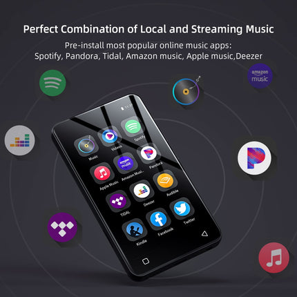 innioasis 80GB MP3 Player with Bluetooth and Wi-Fi, MP3 Player, Amazon Music, Audible, Apple Music, 4-inch Touchscreen, Android Streaming, MP3, MP4 Player for Kids (Black)