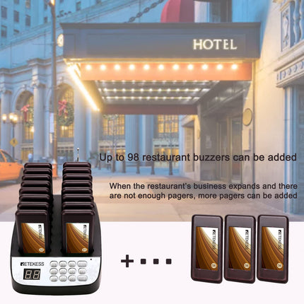 Retekess T113 piiksusüsteem, gastropiiksu vibratsioon, 500M, 1 nupuga väljalülitus, 16 piiksu, raadiopiiksusüsteemid kiirtoidule, hotellidele, baaridele, autos ootamisele
