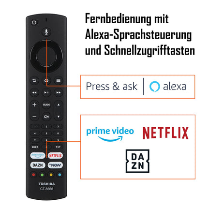 Toshiba 43QF5D63DA 43 inch QLED TV/Fire TV (4K Ultra HD, HDR Dolby Vision, Smart TV, Triple Tuner, Alexa Built-In, Bluetooth, Sound by Onkyo) [2023], black