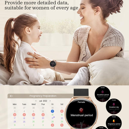 RUXINGX Smartwatch Women with Phone Function, HD Full Touchscreen, Fitness Tracker with 120 Sports SpO2 Heart Rate Monitor Sleep Monitor Menstrual Cycle, Wristwatch for iOS Android Black Rose Gold