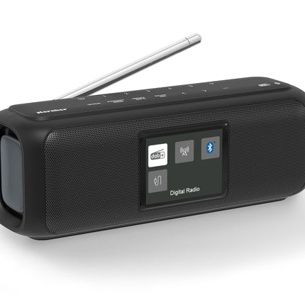 Karcher DAB Go portable Bluetooth speaker &amp; digital radio DAB+ / FM radio with 2.4" color display/alarm clock / 5 watt stereo sound/USB-C/rechargeable battery, black