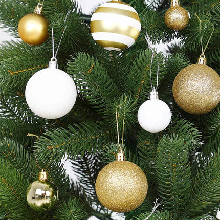 Bakaji Pack of 100 Christmas Baubles, Diameter 3/4/6 cm, Decoration for the Christmas Tree (White Gold)