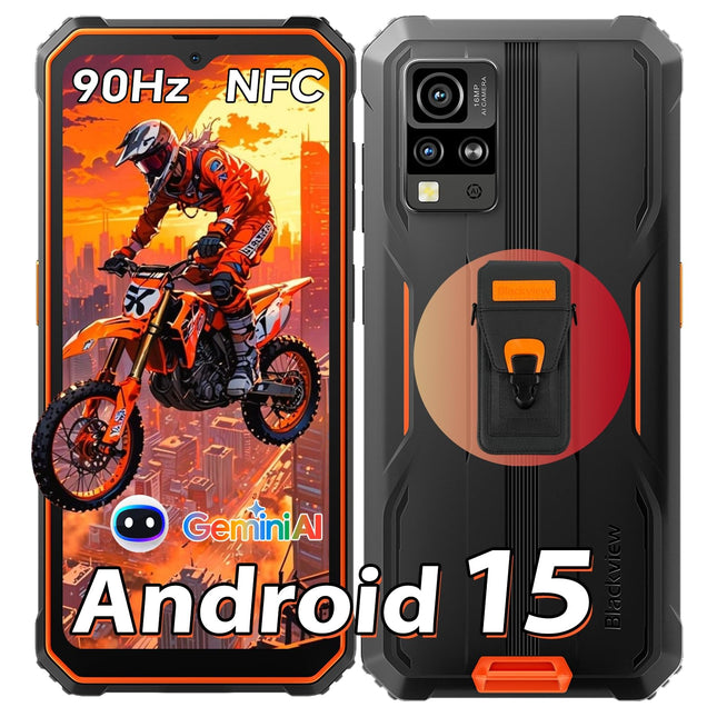 Blackview BV4800SE Andriod 15 Outdoor Handy Ohne Vertrag, 12GB+64GB/2TB TF, Gemini AI 90Hz 6.56" Display Outdoor Smartphone Ohne Vertrag, 16MP+8MP Octa-Core NFC, IP69K Buastellenhandy