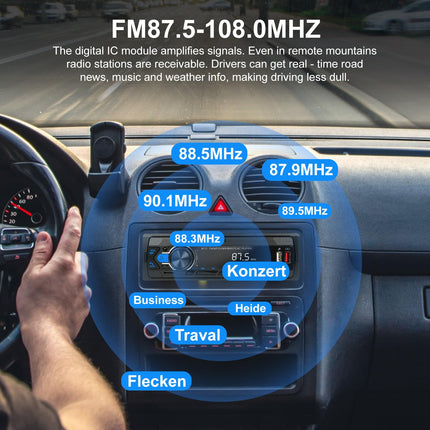 Autoraadio Bluetooth 5.0, FM/AM/7 värvitooniga autoraadio Bluetooth käed-vabad süsteemiga, 1 DIN autoraadio 2 USB/AUX/SD/MP3 mängija puldiga, iOS/Android tugi