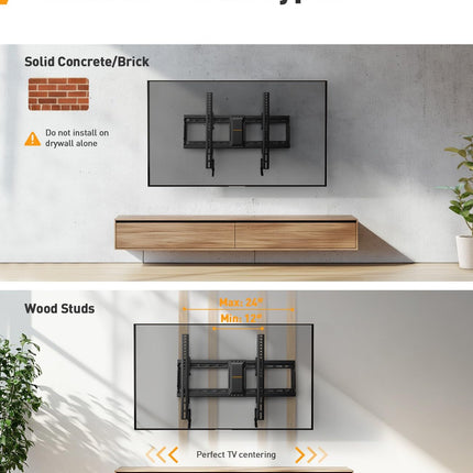 Perlegear TV seinakinnitus, kallutatav telerikinnitus 37-82-tollistele lamedatele ja kumeratele LED/LCD/OLED/plasmateleritele, max VESA 600 x 400 mm, kandevõime 60 kg, reguleeritavate tõmbenööridega