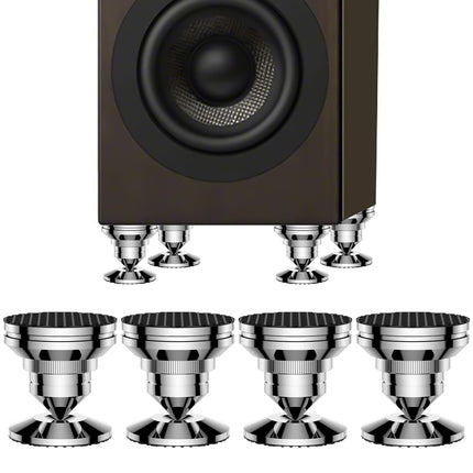 Tertullus 4 pieces speaker spikes, stainless steel height-adjustable subwoofer spikes, absorber feet with spikes and washers for HiFi devices and speakers