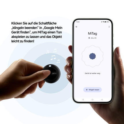 MiLi MiTag Androidi nutikas silt, võtmeleidja, mis ühildub Google Find My Device rakendusega (ainult Android), Bluetooth-võtmeleidja pagasi/kottide/kohvrite/rahakottide jaoks, must - 1 pakk