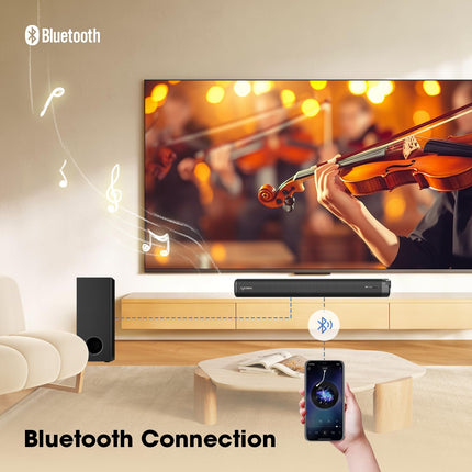 LEADSIGN Soundbar for TVs with Dolby Atmos, Wired Subwoofer, 3D Surround Sound System, 2.1CH Home Theater TV Speaker, 120W Sound Bar with 4 EQ Modes