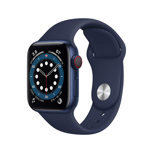 Apple Watch Series 6 (GPS + Cellular, 40MM) Blue Aluminum Case with Deep Marine Sport Band (Refurbished)