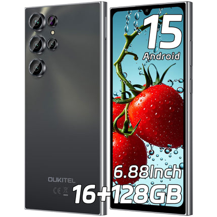 OUKITEL C61 Android 15 nutitelefon lukustamata, 16 GB + 128 GB / 1 TB mobiiltelefon ilma lepinguta, 6,88" HD+ 90Hz ekraan, 5150 mAh mobiiltelefon soodne, 13 MP + 5 MP, 4G kahe SIM-kaardiga SIM-kaardivabad mobiiltelefonid/sõrmejälg/OTG/näotuvastusega