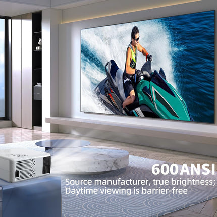 Smart Beamer 4K [Elektrischer Fokus und Auto Keystone] Heimkino mit Apps,Full HD 1080P Beamer mit WiFi5 Projektor,20000 Lumen Outdoor Heimkino Kompatibel mit TV Stick/HDMI/USB/AV/Laptop/iPhone/Android