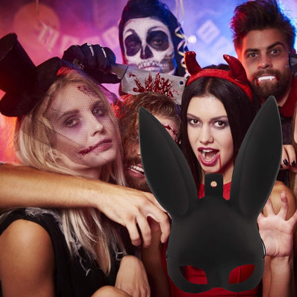 lulalula plastmassist jänku mask kõrvadega halloweeniks, sünnipäevaks, peoks, cosplay'ks, lõpupiduks, lihavõttepühadeks unisex täiskasvanutele must