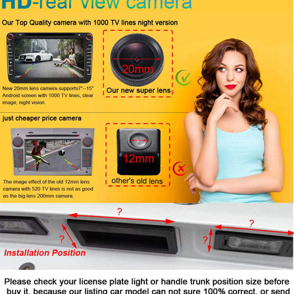 Uus 20 mm objektiiviga HD värviline parkimisabiga auto tahavaatekaamera, ülilainurkne veekindel öise nägemisega kaamera Hyundai I30 Veloster i20 i10 Solarise/Genesis Coupe/Kia Souli, Kia Ceedi/Picanto tootmisaasta jaoks.