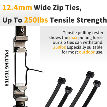 Cable Ties Black 600mm Cable Ties Long, Large Black Extra Strong Cable Ties UV Resistant, 60cm x 12.4mm Wide, Large Cable Tie for Cable Management, 30 Pack