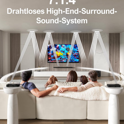 ULTIMEA 7.1.4-kanaliline heliriba Dolby Atmosega, tõeline kodukino ruumiline helisüsteem reguleeritava juhtmevaba subwooferiga, heliriba teleritele, Dolby Atmos helisüsteem, HDMI sisend/eARC väljund, Nova S90
