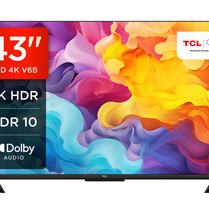 TCL 43V6B 43-tolline, 4K Ultra HD, HDR-teler, Google TV toega nutiteler (Dolby Audio, liikumise selgus, hääljuhtimine, ühildub Google Assistantiga, sisseehitatud Chromecast)