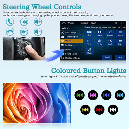 Roinvou autoraadio 2Din 7-tollise ekraaniga, CarPlay/Android Auto tugi, autoraadio puutetundliku ekraaniga, MP5, Bluetooth, EQ, USB, AUX, TF, FM-raadio, peegli lingi tugi, roolilt juhtimine + tahavaatekaamera