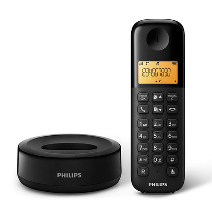 Philipsi juhtmeta telefon D1602B/01 Duo - DECT-telefon 2 komplektis - kodutelefon 1,6-tollise ekraaniga - telefoniraamat ja helistaja ID - leviala 300 m - helitugevuse regulaator - plastik - must