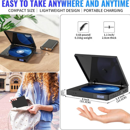 Mini DVD-mängija sisseehitatud HiFi-kõlariga, HDMI, mälu taasesituse funktsioon, kompaktne, kõik piirkonnad vabad, USB-taasesitus, HDMI- ja RCA-kaabel