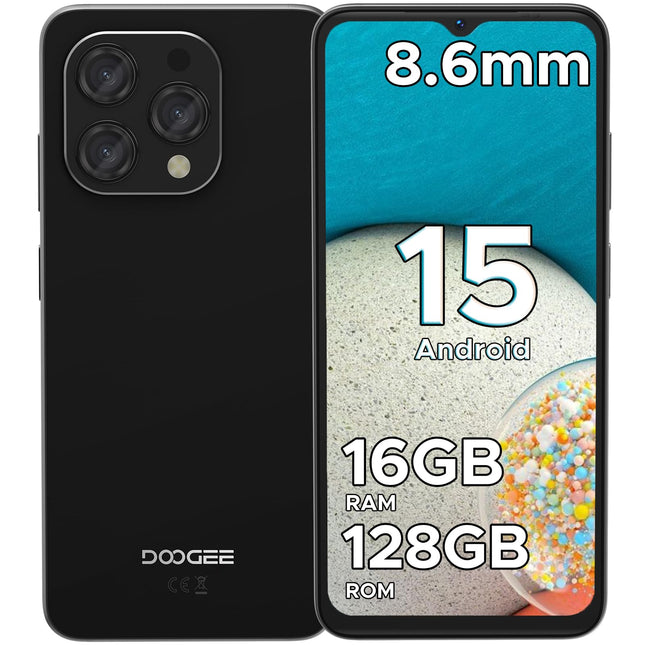DOOGEE N55 Android 15 nutitelefon lukustamata 128 GB ROM + 16 GB RAM (2 TB TF) mobiiltelefon ilma lepinguta, kaheksatuumaline 90 Hz 6,56" HD+ nutitelefon odav 5150 mAh 13 MP + 8 MP, kahekordne 4G SIM-kaardita mobiiltelefon, näotuvastus/GPS/OTG