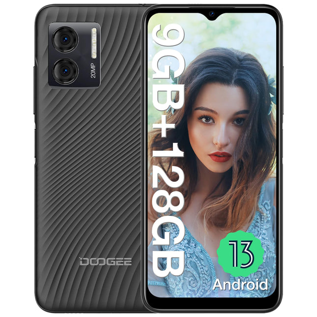 DOOGEE N50S Android 13 nutitelefon ilma lepinguta, 9GB + 128GB salvestusruum / 1TB laiendatav 6,52" HD+ ekraan, 4200mAh 10W kiirlaadimisega, 20MP kaamera, 4G kahe SIM-kaardiga odav mobiiltelefon 2024