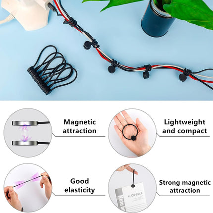 gotyou 20 pakki korduvkasutatavaid magnetilisi silikoonist kaablisidemeid, multifunktsionaalsed magnetilised kaablisidemed, magnetilised kaablisidemed, kaablite haldamiseks ja korraldamiseks (mustad)