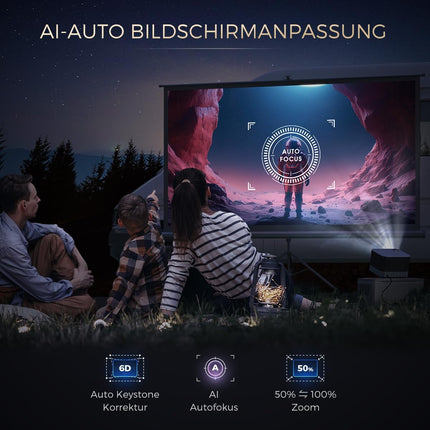 Projector with Official Netflix 3D Dolby Audio, AURZEN Boom 3 Projector 4K Autofocus/Keystone Correction Projector, HDR 10 60Hz WiFi6 Bluetooth, 1080P Full HD Projector Home Theater, Video LED Smart Projector Outdoor