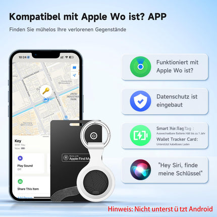 Warmfay Slim Walleti jälgimiskaart ja õhu jälgimissilt, mis ühildub Apple Find My rakendusega (ainult iOS), nutikas veekindel Bluetooth-esemete leidja võtmete, rahakottide, passide ja kottide jaoks.