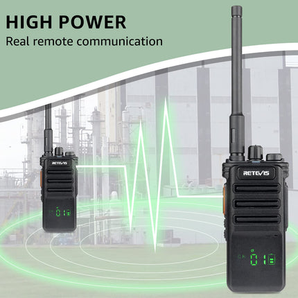 Retevis RB689 Walkie Talkie Long Range, Two-Way Radio with Wireless Headphones, 2600mAh, USB Rechargeable, Flashlight, Two-Way Radio Set for Contractors (Black, 4Pcs)
