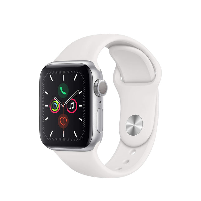 Apple Watch Series 5 (GPS, 40MM) Silver Aluminum Case with White Sport Band (Refurbished)