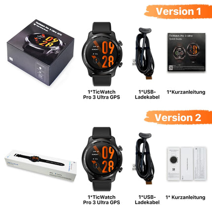 Ticwatch Pro 3 Ultra GPS nutikell Qualcomm SDW4100 ja Mobvoi kaheprotsessoriline Wear OS nutikell meestele vere hapniku IHB AFiB tuvastamine väsimuse hindamine 3-45 päeva aku, must
