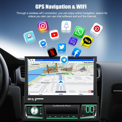 [Android 15] CAMECHO 2+64G 7-tolline autoraadio 1 DIN juhtmevaba Carplay puutetundliku ekraaniga navigatsiooniga raadio pikendatava manuaalse ekraaniga Bluetoothi, Android Auto, GPS, WiFi, DSP, FM/RDS, peegli link, SWC + tahavaatekaamera
