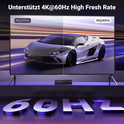 UGREEN HDMI 2.0 lüliti 4K@60Hz HDMI jaotur 3 sisse- ja väljalülituslüliti puldiga, ühildub PS5/4, Xboxi, Apple TV, Blu-Ray, teleri ja monitoriga