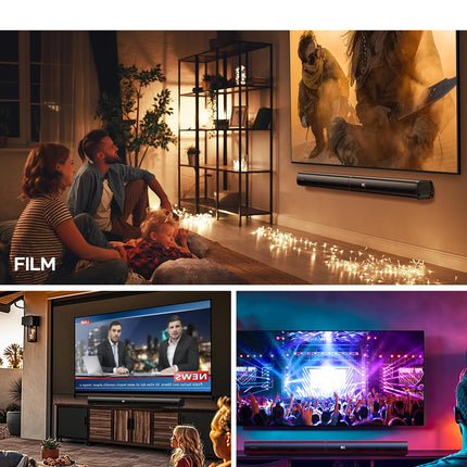 MEVOSTO Soundbar for TVs 2.2 Channel Detachable 2-in-1 Soundbar with Integrated Dual Subwoofer Treble &amp; Bass Adjustable ARC/Optical/AUX/BT 5.0 Home Theater Sound System Wall Mountable-80cm