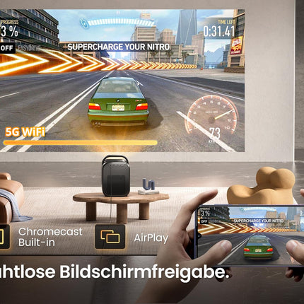 ETOE projektor 4K kodukino [Google TV litsentsiga Netflixiga], kaasaskantav välistingimustes kasutatav projektor 1000ANSI Full HD 1080P natiivne, Seal Pro nutiprojektor mobiilseadmetele, Bluetooth, Dolby Audio, autofookus, 200 tolli