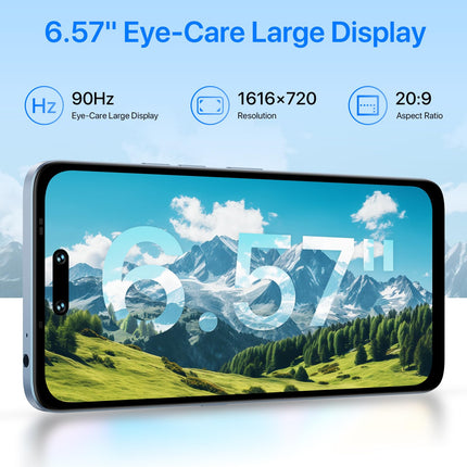 UMIDIGI 5G mobiiltelefonid NFC-ga, 6GB+128GB/TF 1TB, G6 nutitelefon ilma lepinguta, 6,57" 90Hz HD+, 50MP kaamera 5000mAh, Dimensity 6100+ 5G SIM-kaardivabad telefonid, Android 13, sõrmejäljega lukustamata/näotuvastusega/GPS (sinine)