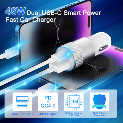 [MFi sertifitseeritud] Sigaretisüütaja laadija auto USB-C adapter 1 m Lightning-kaabliga, 48 W autolaadija laadimisadapteri auto laadimiskaabel iPhone 14 13 12 11 Pro Max/X/8/7/6 jaoks