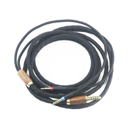 4.4mm balanced cable 6N OCC copper silver-plated cable Walnut wood shell Compatible with Denon AH-D600, AH-D7200, AH-D7100, AH-D9200, AH-D5200, Meze 99 Classics, Meze 99 Neo, Focal Elear headphones
