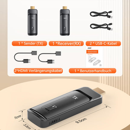 Wireless HDMI Transmitter and Receiver, AIMIBO HDMI Wireless 5G with Foldable Antenna, Up to 8TX 1080P@60HZ, Plug &amp; Play, 165FT/50M, Stream Video and Audio for Laptop, Camera, PC, Projector, TV