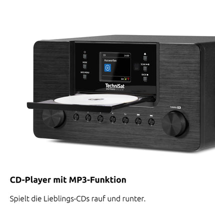 TechniSat DIGITRADIO 570 CD IR – Stereo DAB+ internetiraadio (CD-mängija, Wi-Fi, FM, Bluetoothi ​​heli voogedastus, Spotify, USB, äratuskell, Wi-Fi voogedastus, AUX-sisend, ekvalaiser, kaugjuhtimispult, 2 x 5 vatti) must