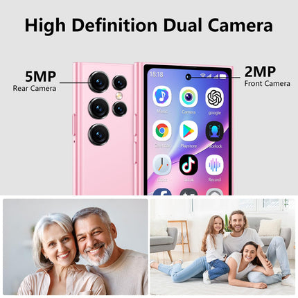 BLKE Max 4.0-tollise HD-ekraaniga mininutitelefon, lukustamata minimobiiltelefon, 5MP kaamera, näotuvastus, kahekordne SIM-kaart, WiFi, GPRS, TF-kaart, 2000mAh, üliõhuke korpus lastele mõeldud mobiiltelefonidele, roosa