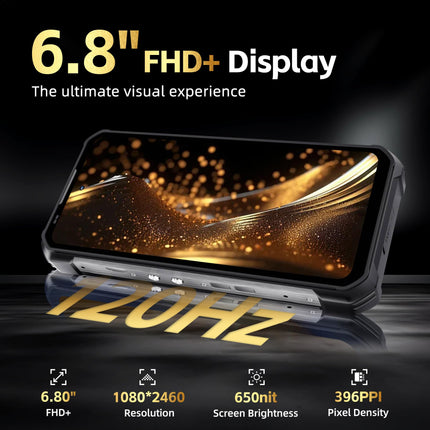 OUKITEL WP100 Titan 33000mAh Outdoor Mobile Phone 5G with Built-in 100 Lumen Projector, 48GB+512GB 6.8" FHD+ Outdoor Smartphone Without Contract with 1200 Lumen Camping Light, 200MP+32MP+20MP, NFC/GPS/IP68/BT5.4