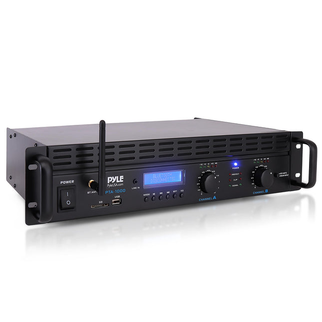 Pyle võimendi, minivõimendi, 2000W Bluetooth-võimendi, võimendi, stereovõimendi, helivõimendi, riiulile kinnitatav, 2 kanalit TRS XLR-sisendiga, LCD, sillarežiim, stereovastuvõtja, juhtmevaba