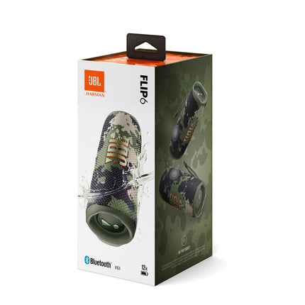 JBL Flip 6 Bluetooth Speaker - Camouflage – Waterproof, portable speaker with 2-way speaker system for powerful sound – Up to 12 hours of wireless music playback