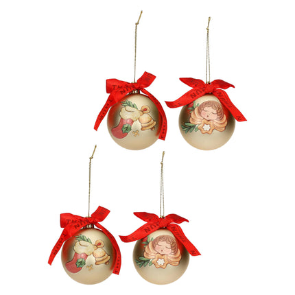 THUN - Set of 4 gold-colored Christmas balls made of polyester, small version, Christmas decoration for Christmas tree, gift idea, Ø 6 cm