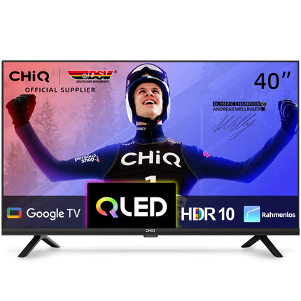 CHIQ TV 40-tolline QLED Google TV, HDR10, WiFi, Google Play, raamita disain, Dolby Audio, Chromecast, DBX-TV, kolmekordne tuuner (DVB-T2/C/S2), hotellirežiim